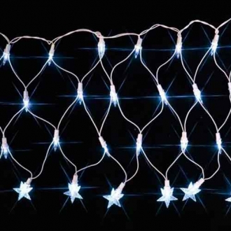 Rede de Natal 120 LED Estrela 4 Funções  Fio Branco Luz Branco 3,7 Metros