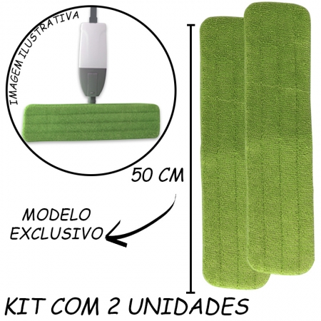 Kit 2 Refil Para Mop Spray Perfect Pro Esfregão Limpeza Chão 50 cm