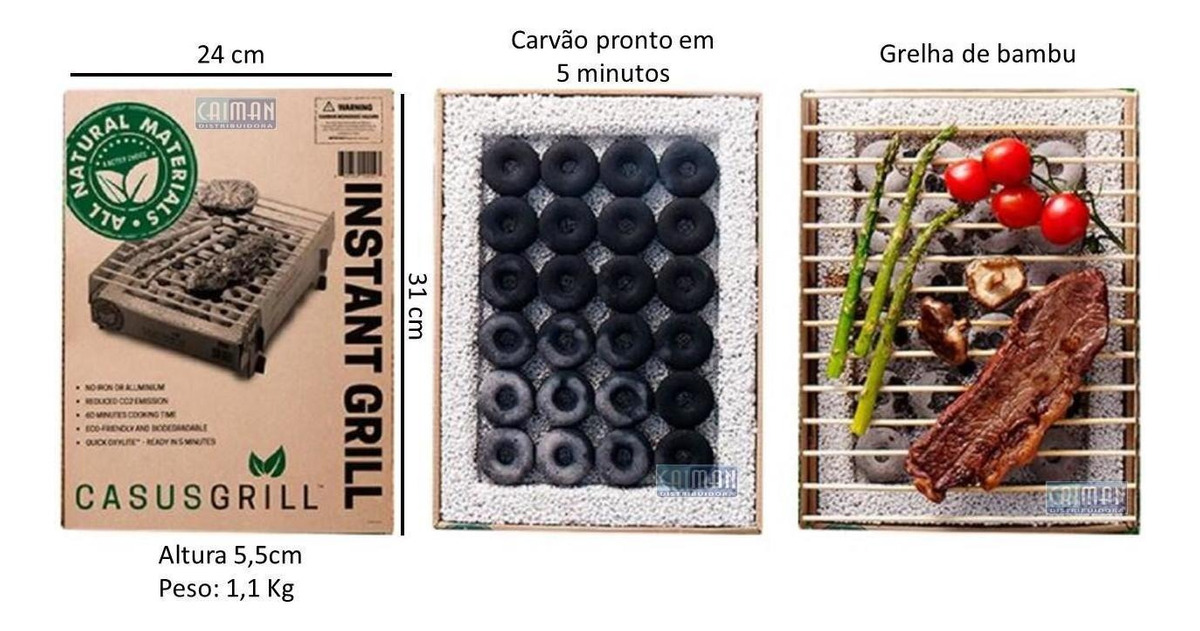 Kit 3 Churrasqueiras Biodegradável Ecológica Casus Grill
