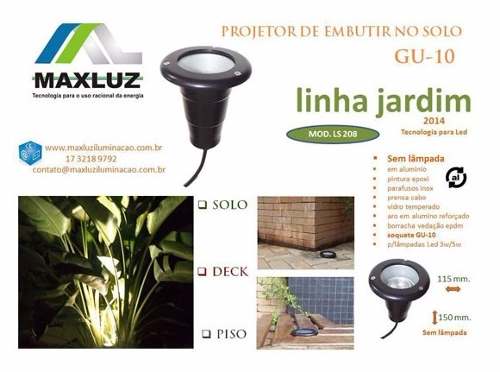 Luminaria Dicroica LED 4.8w 3000k Projetor Embutir Solo Piso Chao Balizador Jardim Gu10 - OUTLED ILUMINAÇÃO