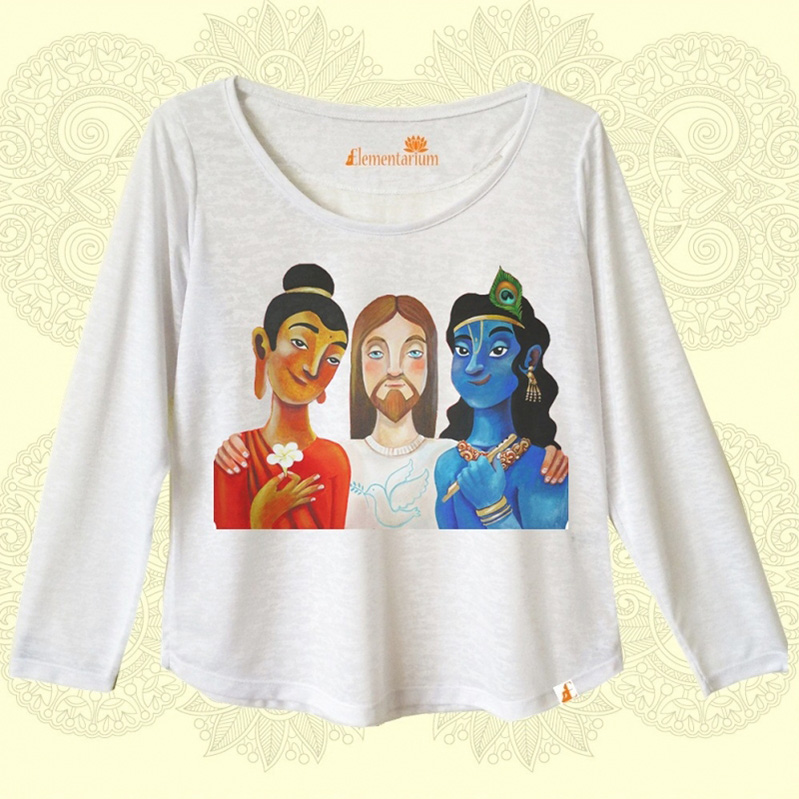 Camiseta Buda, Krishna e Jesus