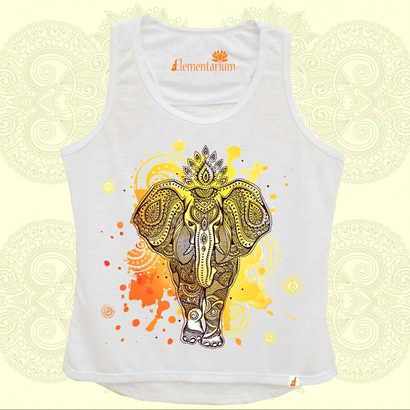Camiseta Elefante Indiano Aquarela