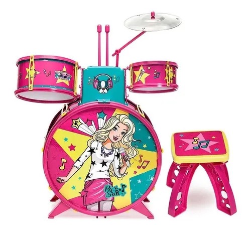 Bateria Musical Infantil Fabulosa Da Barbie Com Acessorios - Fun