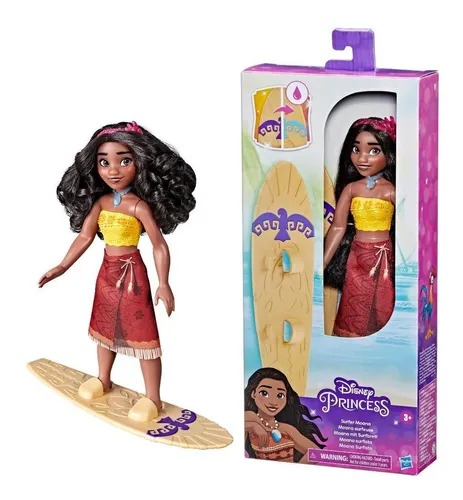 Boneca Princesas Disney Moana Surfista Articulada 24 cm  Prancha Muda Cor - Hasbro