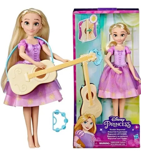 Boneca Princesas Disney Rapunzel Com Violão Articulada 26 cm  Violão Muda Cor - Hasbro