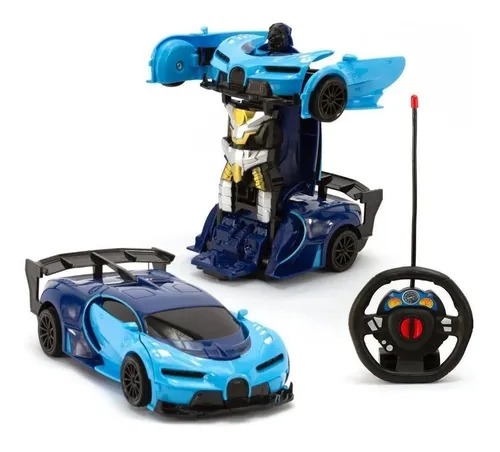 Carrinho Controle Remoto Changebot Transformação Azul - Vira Carro E Robo -  Bateria Recarregavel Com Luz - Polibrinq