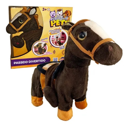 Cavalo Ponei Marrom Play Full Pets Coleira Com Controle - Com Som e Anda  - Toyng