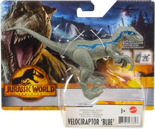Jurassic World Dominion Dinossauro Articulado Pacote Feroz 19 Cm - Velociraptor Blue - Mattel