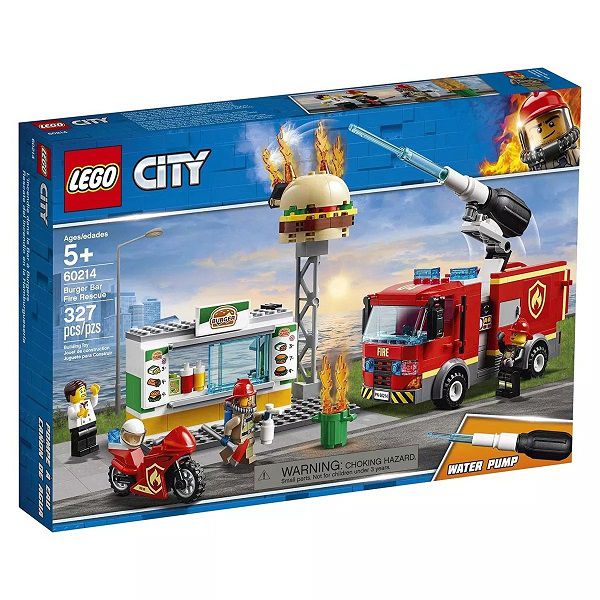 Lego City 60214 Bombeiros Caminhão Combate Fogo No Bar de Hamburgueres – 327 peças