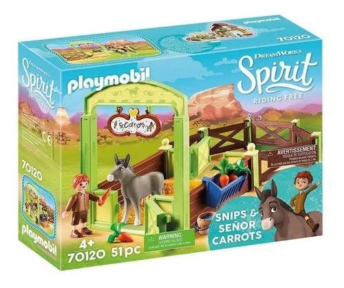 Playmobil Spirit - Snips And Señor Carrots Com Estábulo  51 peças