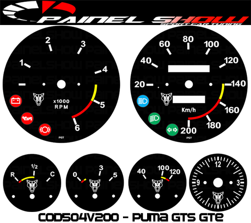 504v200 Puma GTS GTE Translúcido p/ Painel  - PAINEL SHOW TUNING - Personalização de Painéis de Carros e Motos