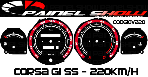 610v220 Corsa Com RPM Translucido p/ Painel  - PAINEL SHOW TUNING - Personalização de Painéis de Carros e Motos