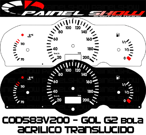 583v200 Gol Parati Saveiro Bola G2 Translucido p/ Painel  - PAINEL SHOW TUNING - Personalização de Painéis de Carros e Motos
