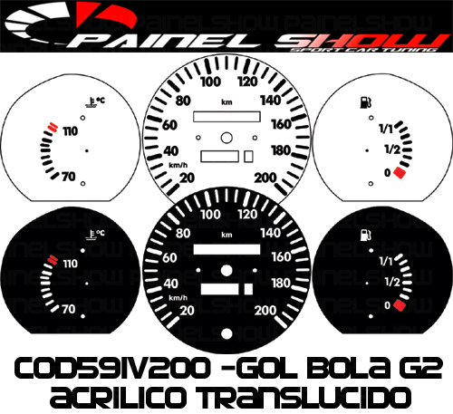 591v200 Gol Bola 95 / 96 Translúcido p/ Painel  - PAINEL SHOW TUNING - Personalização de Painéis de Carros e Motos
