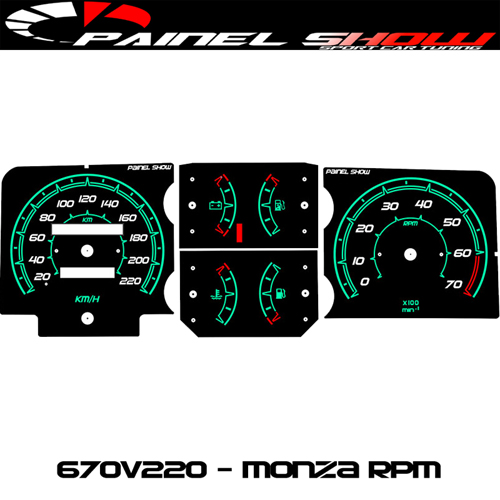 670v220 Monza com Contagiros Translucido p/ Painel - PAINEL SHOW TUNING - Personalização de Painéis de Carros e Motos