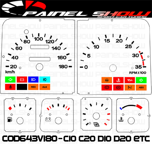 643v180 C10 C20 D10 D20 Turbo Translúcido p/ Painel  - PAINEL SHOW TUNING - Personalização de Painéis de Carros e Motos