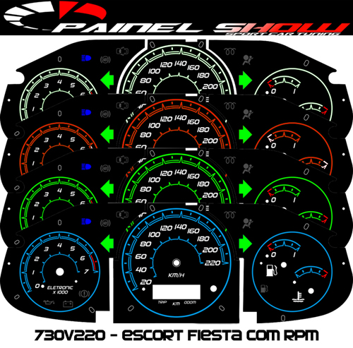 730v220 Escort Fiesta Courrier 2000 Digital Translucido p/ Painel