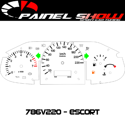 786v220 Escort Fiesta Zetec 2001 RPM Grafia Padrão - PAINEL SHOW TUNING - Personalização de Painéis de Carros e Motos