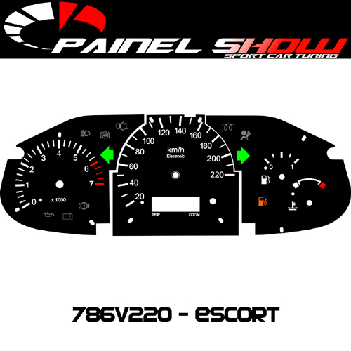 786v220 Escort Fiesta Zetec 2001 RPM Grafia Padrão - PAINEL SHOW TUNING - Personalização de Painéis de Carros e Motos