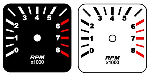 570v160 Contagiros Fusca modelo 8000 RPM - Placa do Mostrador Translucido p/ - PAINEL SHOW TUNING - Personalização de Painéis de Carros e Motos