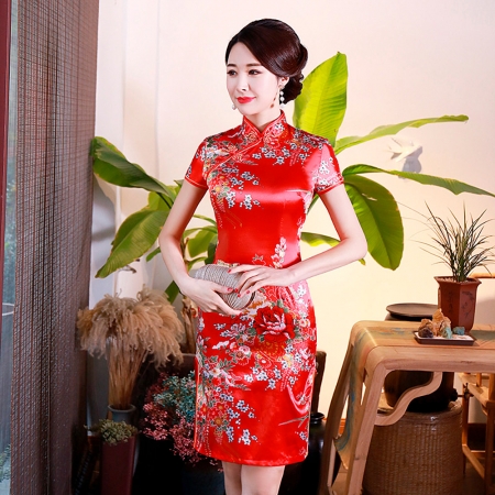 Vestido Chinês Estampado Floral Oriental