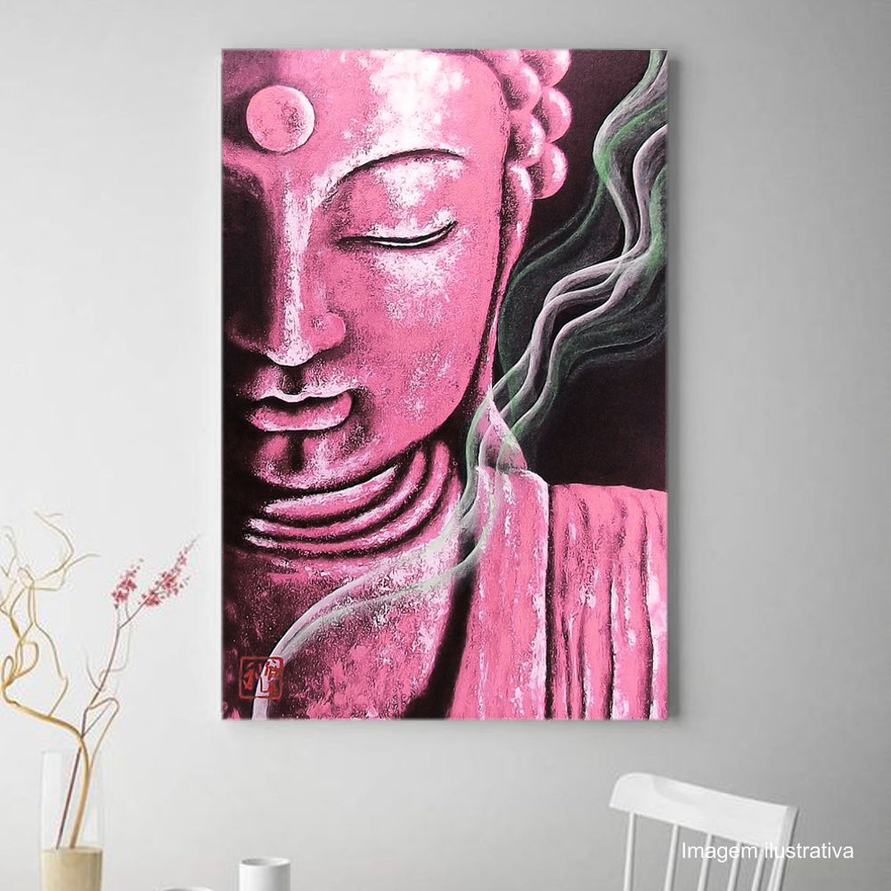 Quadro Buda Meditação Color Acrílico sobre tela Pintado à Mão 80 x 60 cm / Feng Shui, Decoração Oriental, Arte, Estampa Japonesa, Pintura Artesanal