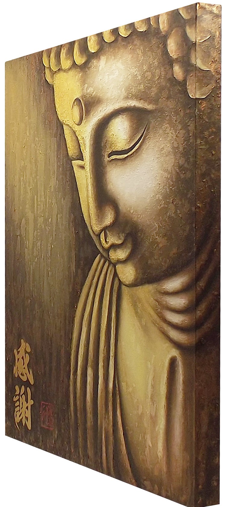 Quadro Buda Gratidão Acrílico sobre tela Pintado à Mão 100x80cm