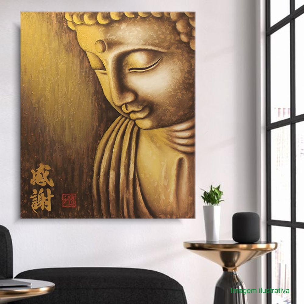 Quadro Buda Gratidão Acrílico sobre tela Pintado à Mão 100x90cm