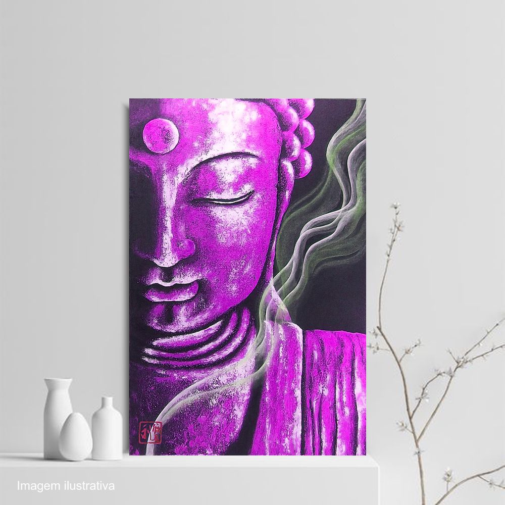 Quadro Buda Meditação Color Acrílico sobre tela Pintado à Mão 60 x 40 cm / Feng Shui, Decoração Oriental, Arte, Estampa Japonesa, Pintura Artesanal