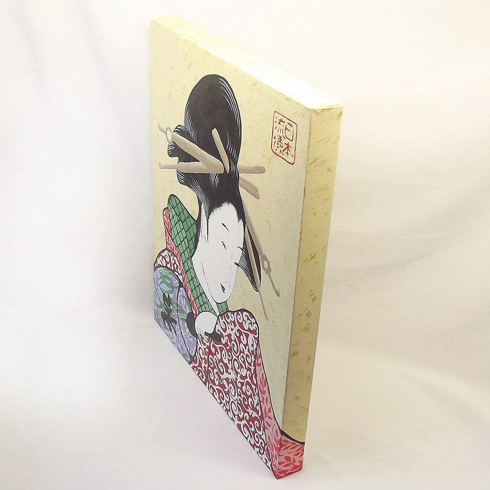 Quadro Estilo Japonês Ukiyo-e Gueixa Pintado à Mão 50x40cm / Decoração Oriental, Arte, Estampa Japonesa, Pintura Artesanal