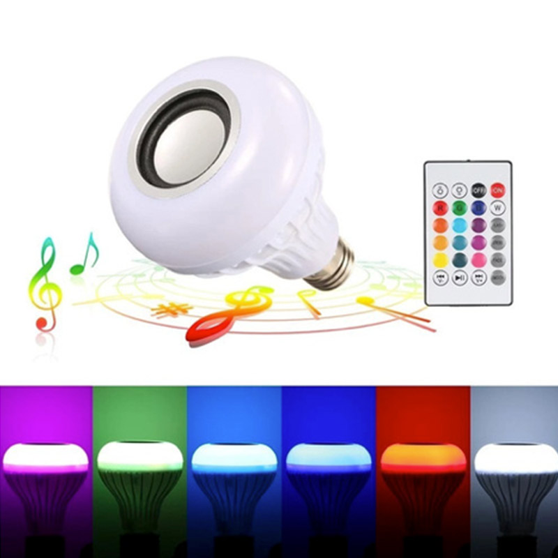 Lâmpada Musical Caixa Som Bluetooth LED RGB com Controle E27