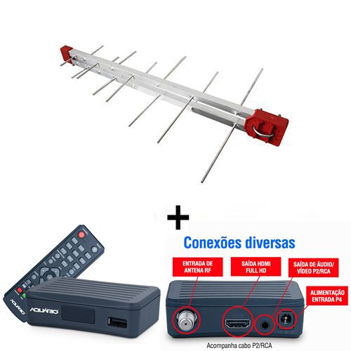 Antena Digital 4K Log 16 e Conversor DTV4000s