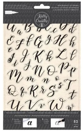 Carimbo Alfabeto Manuscrito Kelly Creates - Minas Midias
