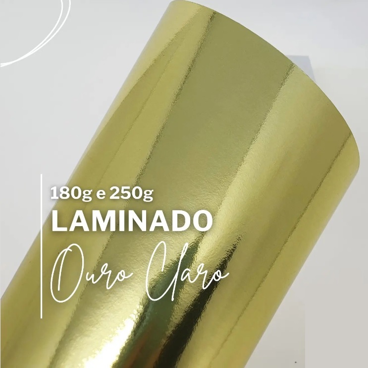 Papel Laminado Ouro Claro A4 180g  - Minas Midias