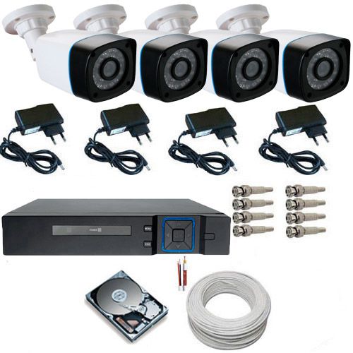Kit de Monitoramento 4 Câmeras AHD 24 Leds Infravermelho + DVR Stand Alone Multi HD 5 em 1