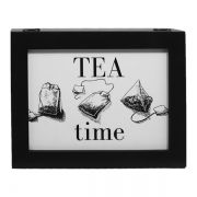 Caixa De Chás Tea Time Preta 9x25x19,5cm