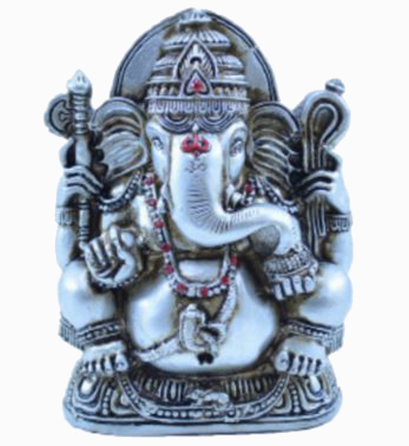 Estatua Enfeite Deus Ganesha G Prata Costas Lisa  - Arrivo Mobile