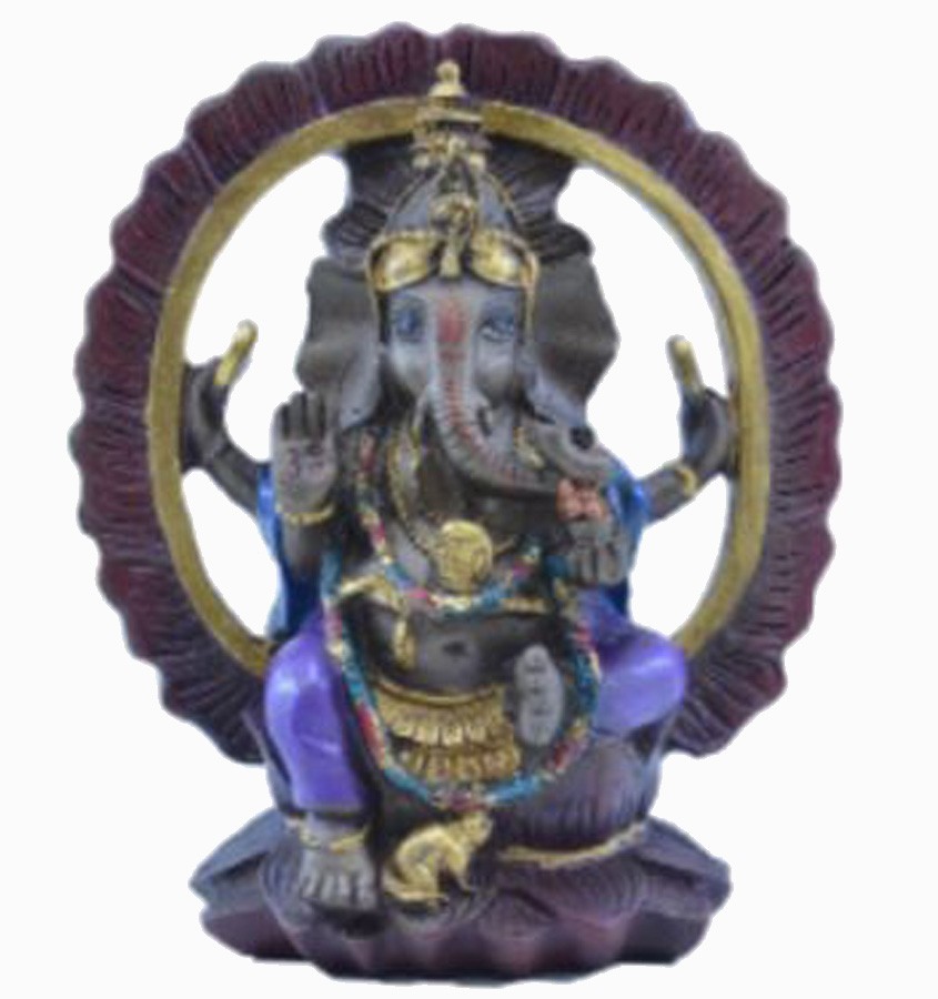 Estatua Enfeite Deus Ganesha Roxo Arco  - Arrivo Mobile