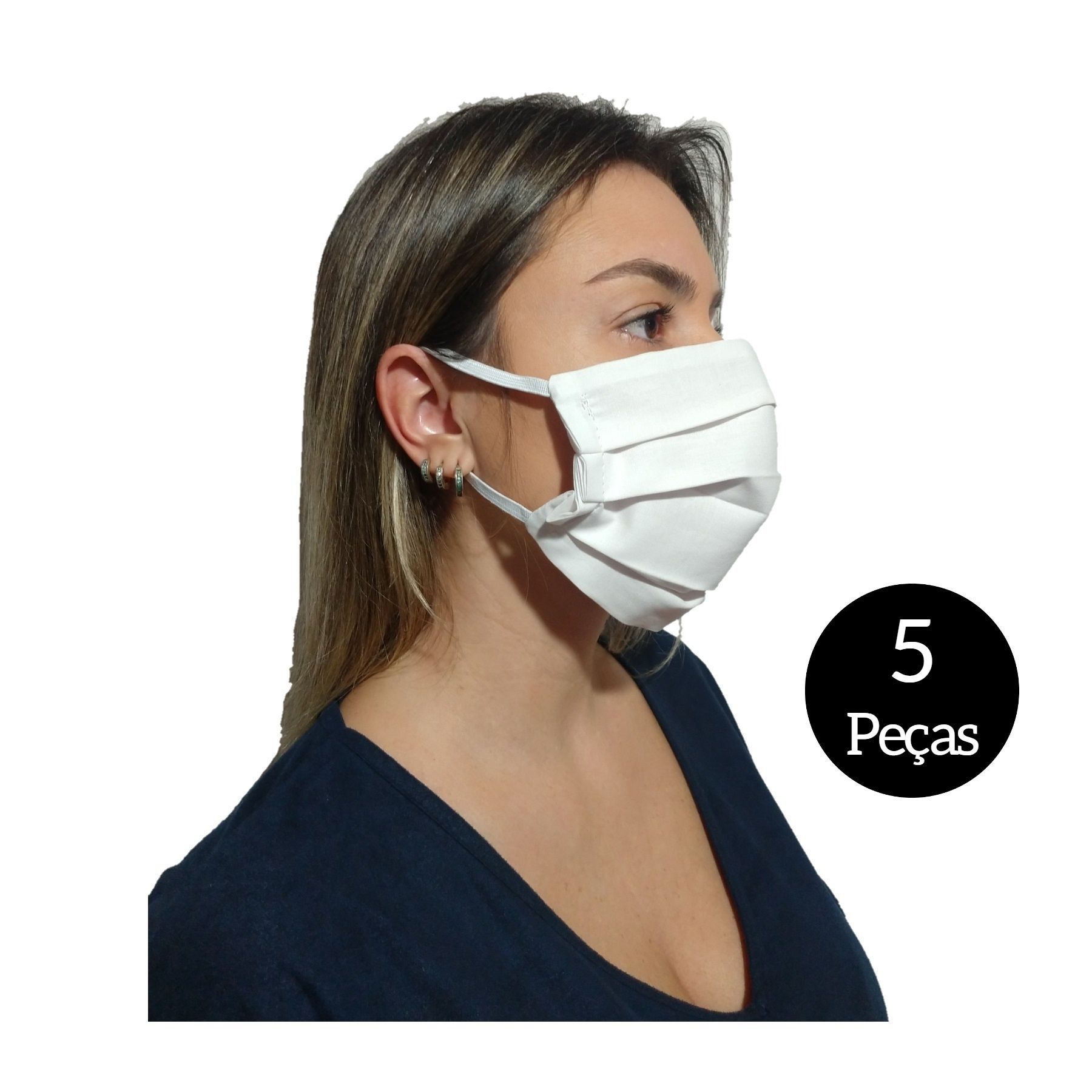 Kit com 5 Máscaras De Proteção Tecido Lavável  - SAPATOWEB.COM