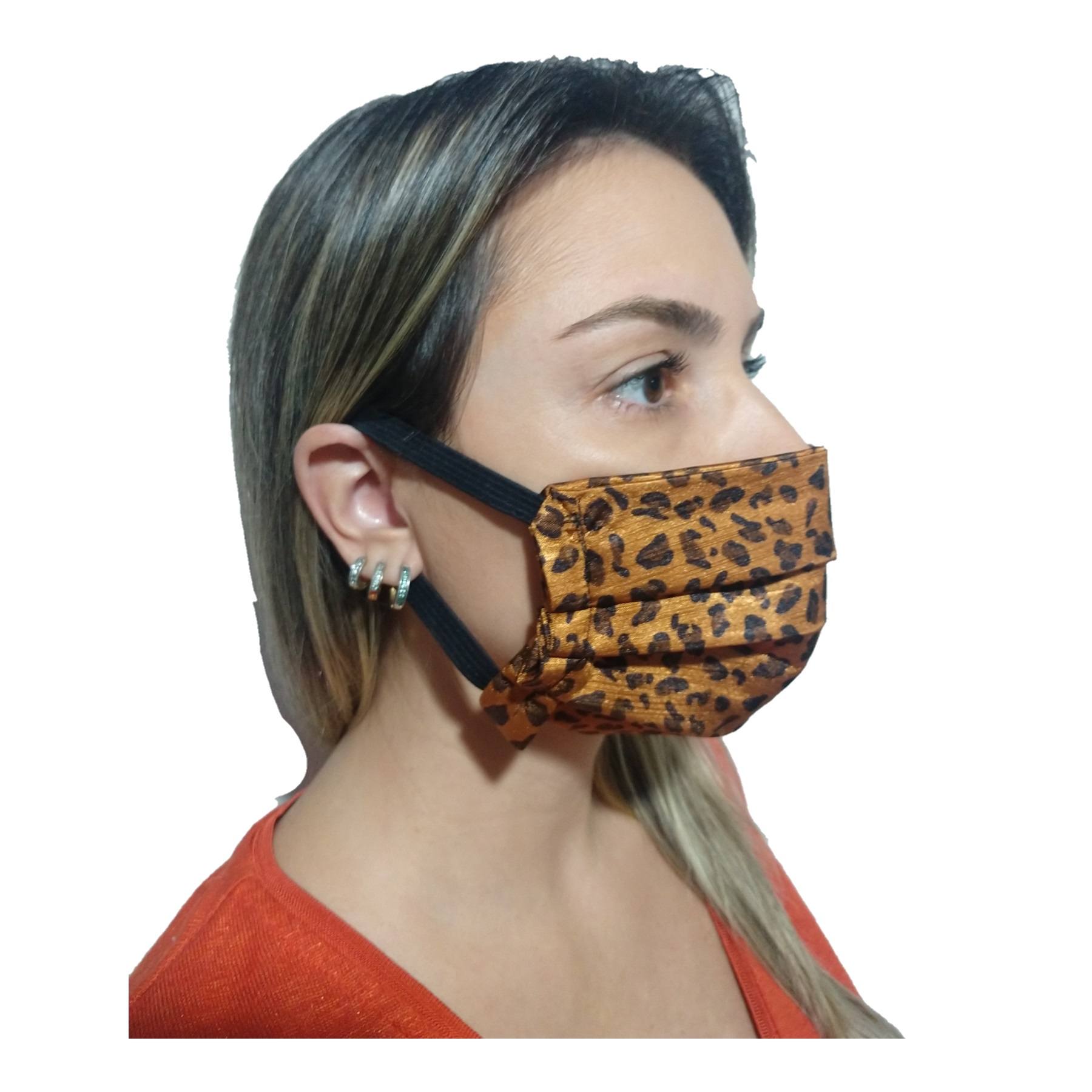 Máscara De Proteção Tecido Lavável Reversível Onça e Preto  - SAPATOWEB.COM