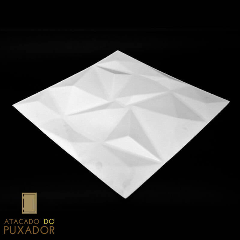 Revestimento 3D De Parede PSAI Poliestireno Alto Impacto 50 x 50 Modelo Triangulato Branco  - Revestimento 3D