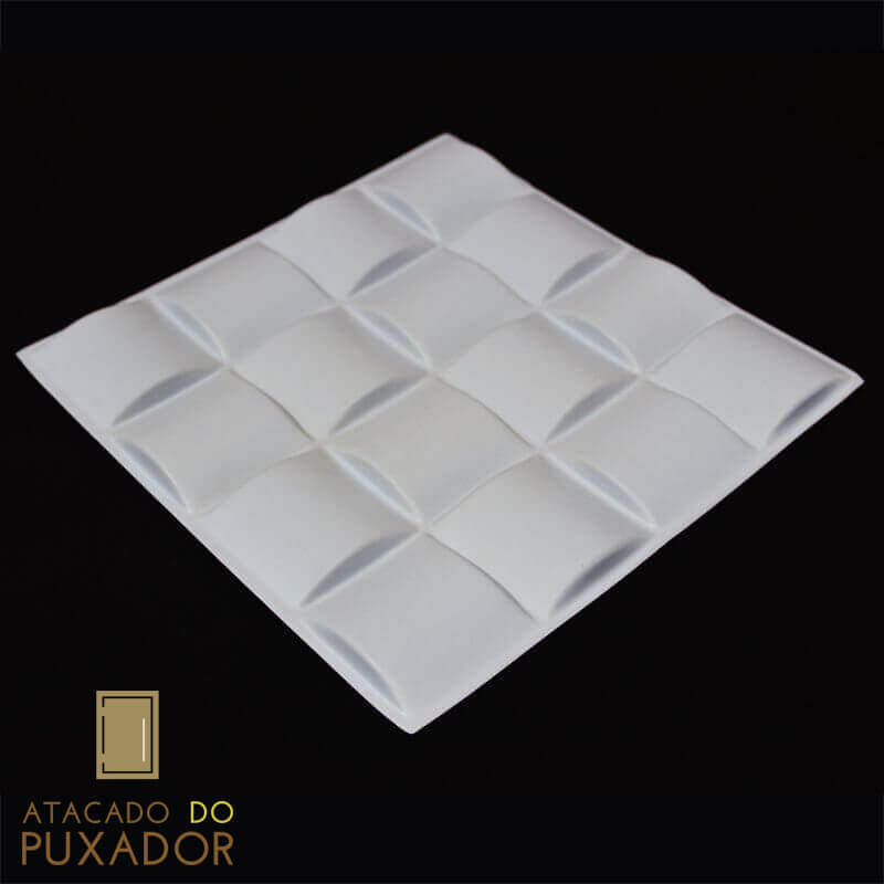 Revestimento 3D De Parede PSAI Poliestireno Alto Impacto 50 x 50 Modelo Murano Branco - Revestimento 3D