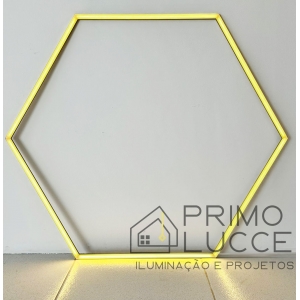 Plafon de LED Hexagonal Dourado 60W Luz Quente - Foto 1