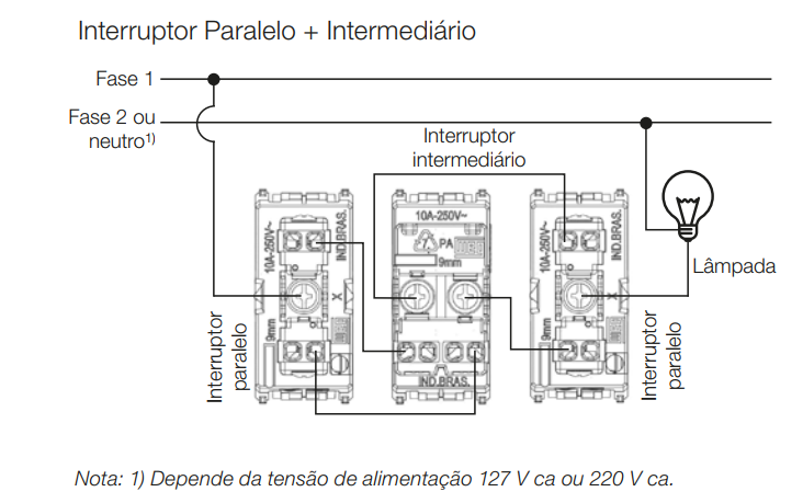 Módulo Interruptor Intermediário 10A Branco WEG Refinatto - Foto 2