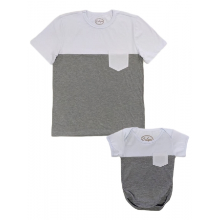Kit Camiseta e Body de Bebê Com Bolso Tal Pai Tal Filho Papai Plus Size
