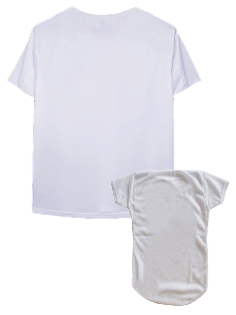 Camiseta t-shirt adulta masculina e body de bebê unissex