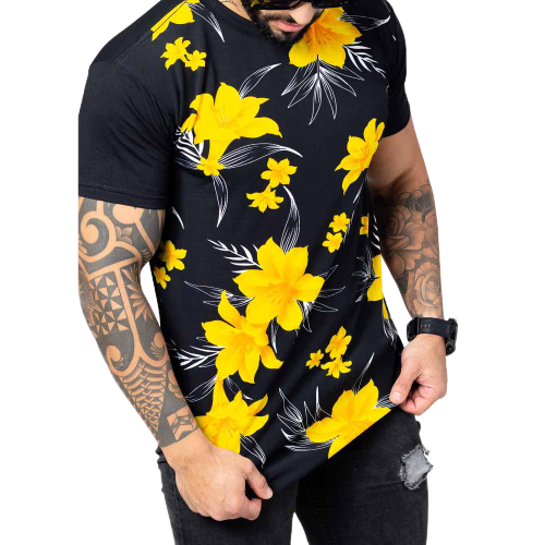 Kit 6 Camiseta Camisa Masculina Swag Long Line Florido Floral