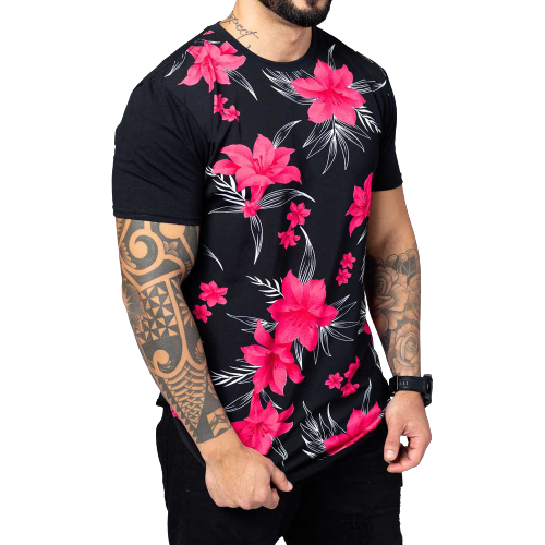 Kit 9 Camiseta Camisa Masculina Swag Long Line Florido Floral