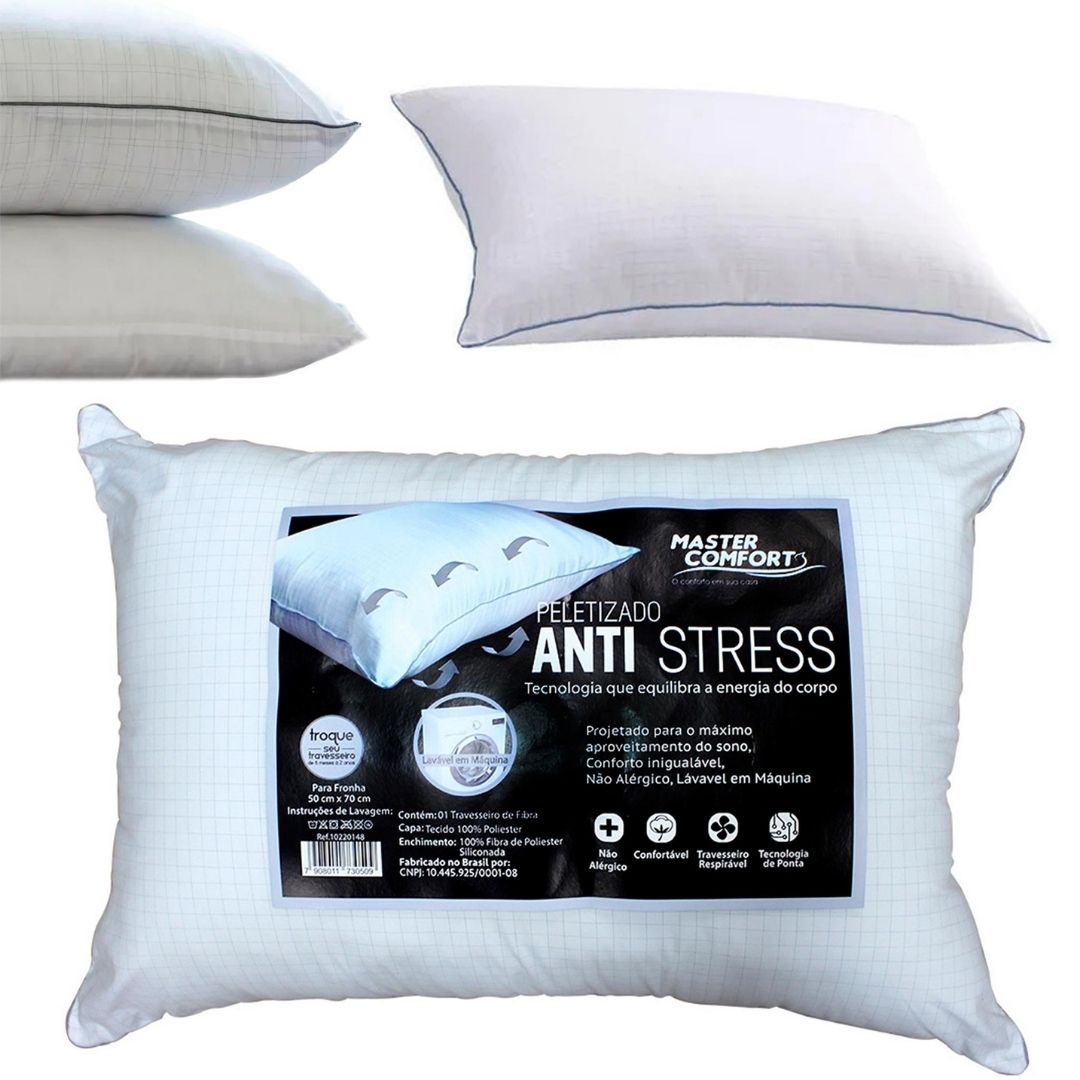Travesseiro Peletizado Anti Stress Fibra Siliconizada 13 Cm Alto Master Comfort Para Fronha 50X70 CM