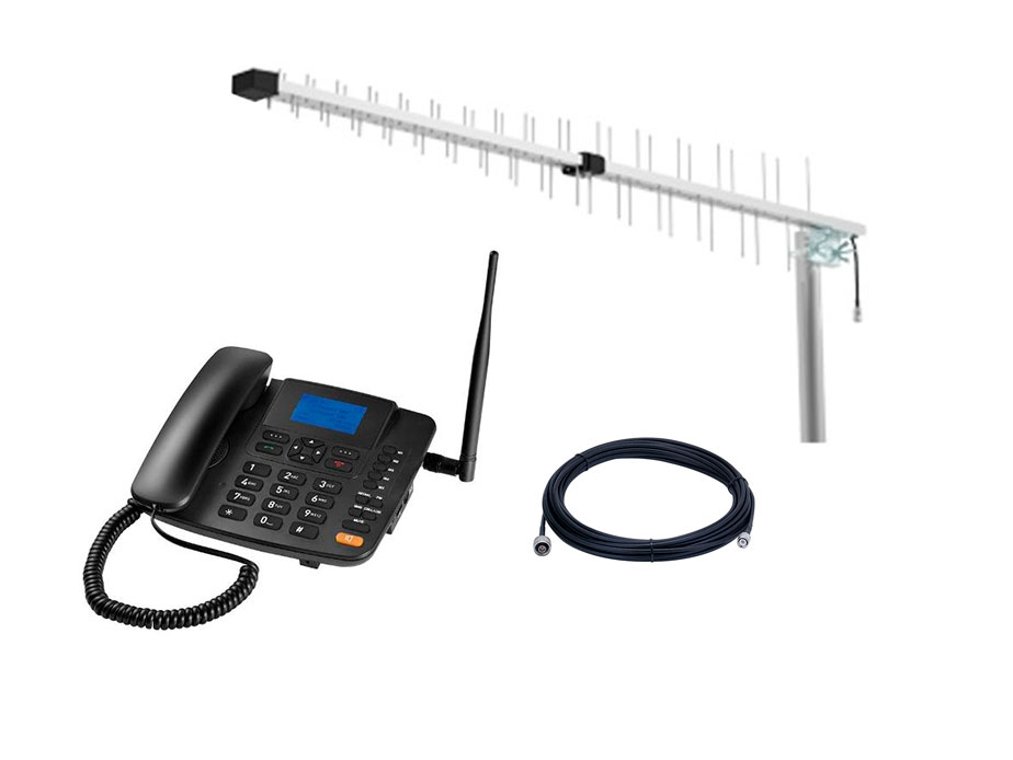 Kit Telefone Celular Rural de Mesa Multilaser Com Antena Externa Cabo 15 Metros